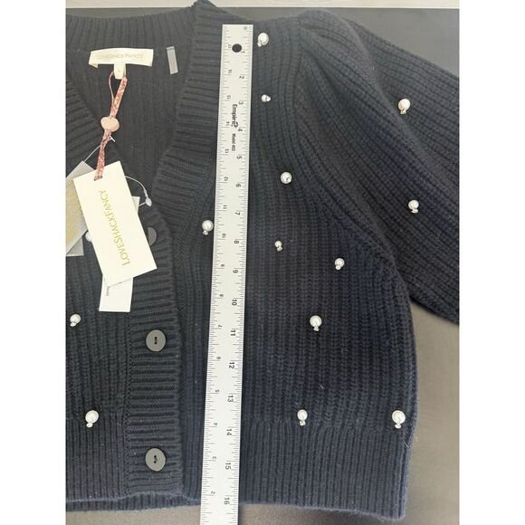NWT LoveShackFancy Womens Frances Black Knitted Cropped cardigan Size Large $495 - Picture 8 of 11